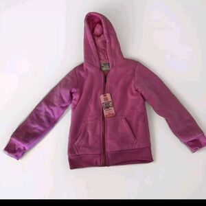 KIDS SEVEN APPAREL THICK SHERPA LINED HOODED JACKET PINK ZIP FRONT POCKETS Med